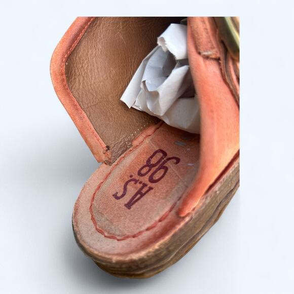 A.S.98 Tavon Leather Slide Sandals Orange Suede Buckle Eur Size 38 Boho Comfort - Picture 9 of 14